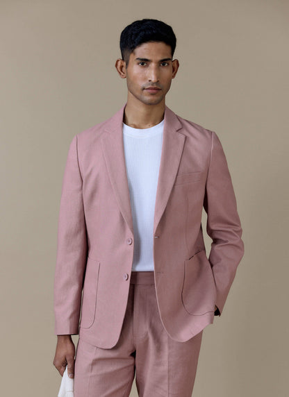 Men's Dusty Pink Tailored Blazer - Linen | Percival Trending