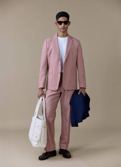 Men's Dusty Pink Tailored Blazer - Linen | Percival Trending