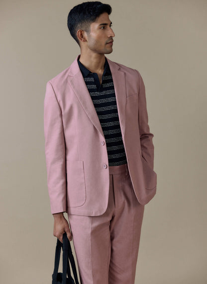 Men's Dusty Pink Tailored Blazer - Linen | Percival Trending