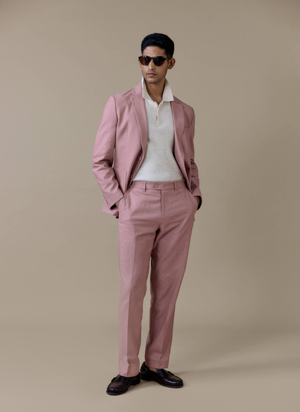 Men's Dusty Pink Tailored Blazer - Linen | Percival Trending