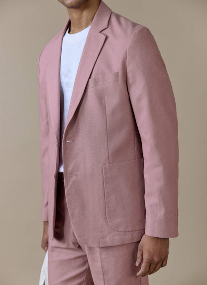 Men's Dusty Pink Tailored Blazer - Linen | Percival Trending