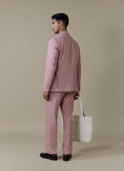 Men's Dusty Pink Tailored Trousers - Linen Blend | Percival Smart Buy