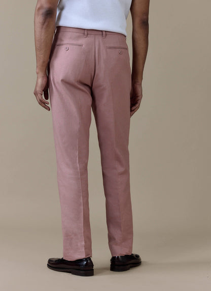Men's Dusty Pink Tailored Trousers - Linen Blend | Percival Smart Buy