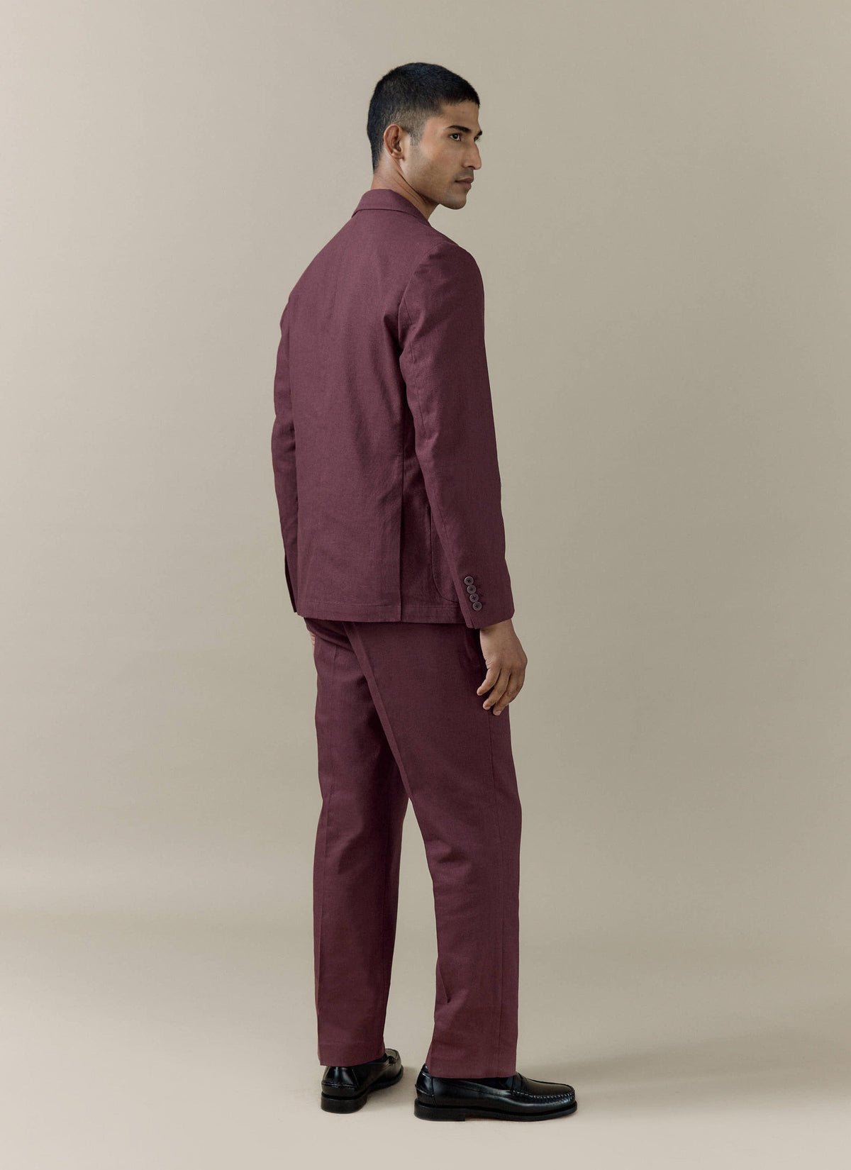 Men's Burgundy Tailored Blazer - Linen Blend | Percival Quality