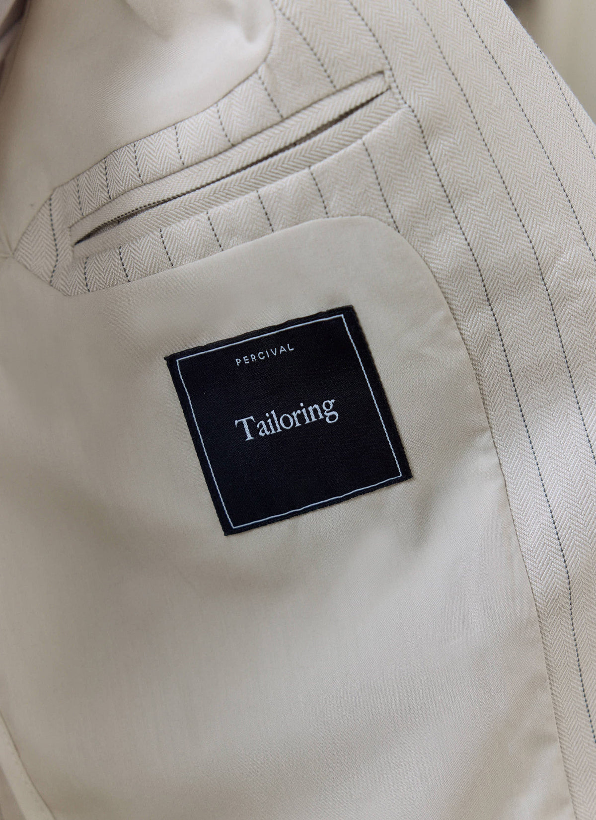 Men's Tailored Pin Stripe Blazer - Cream - Linen Blend | Percival Signature