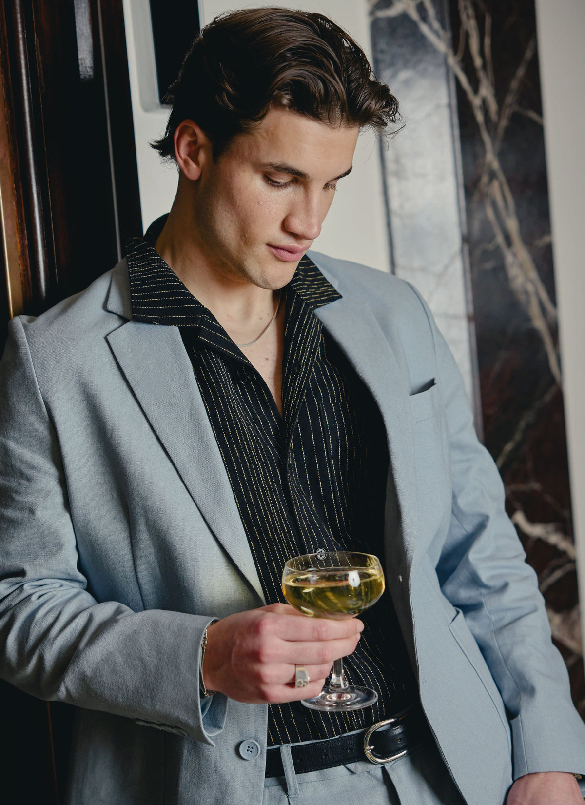 Percival Men's Linen Blazer - Wedding Suit Jacket - Light Blue | Percival Recommended