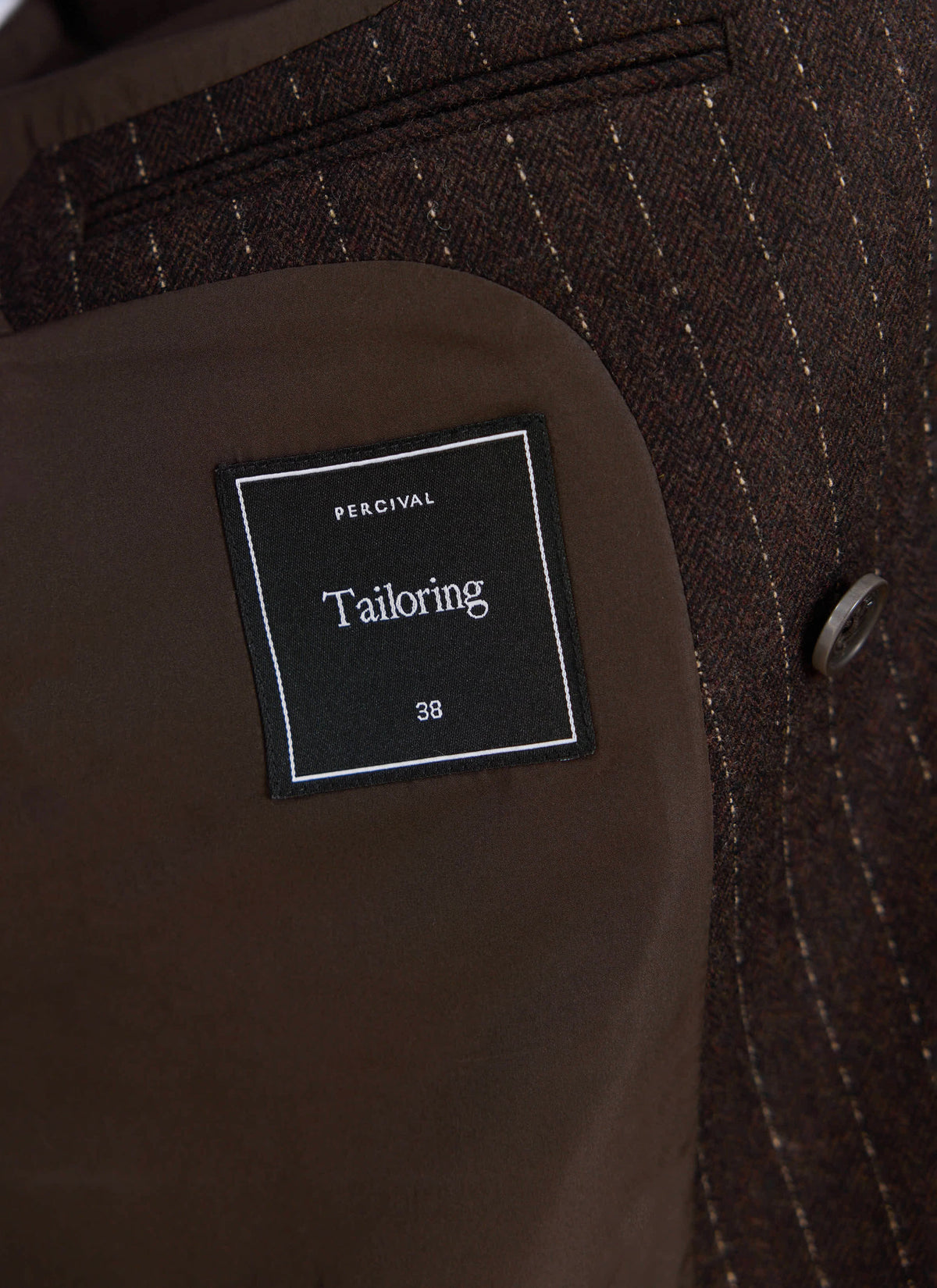 Men's Pinstripe Double Breasted Blazer - Wool - Brown - Percival | Percival Sale