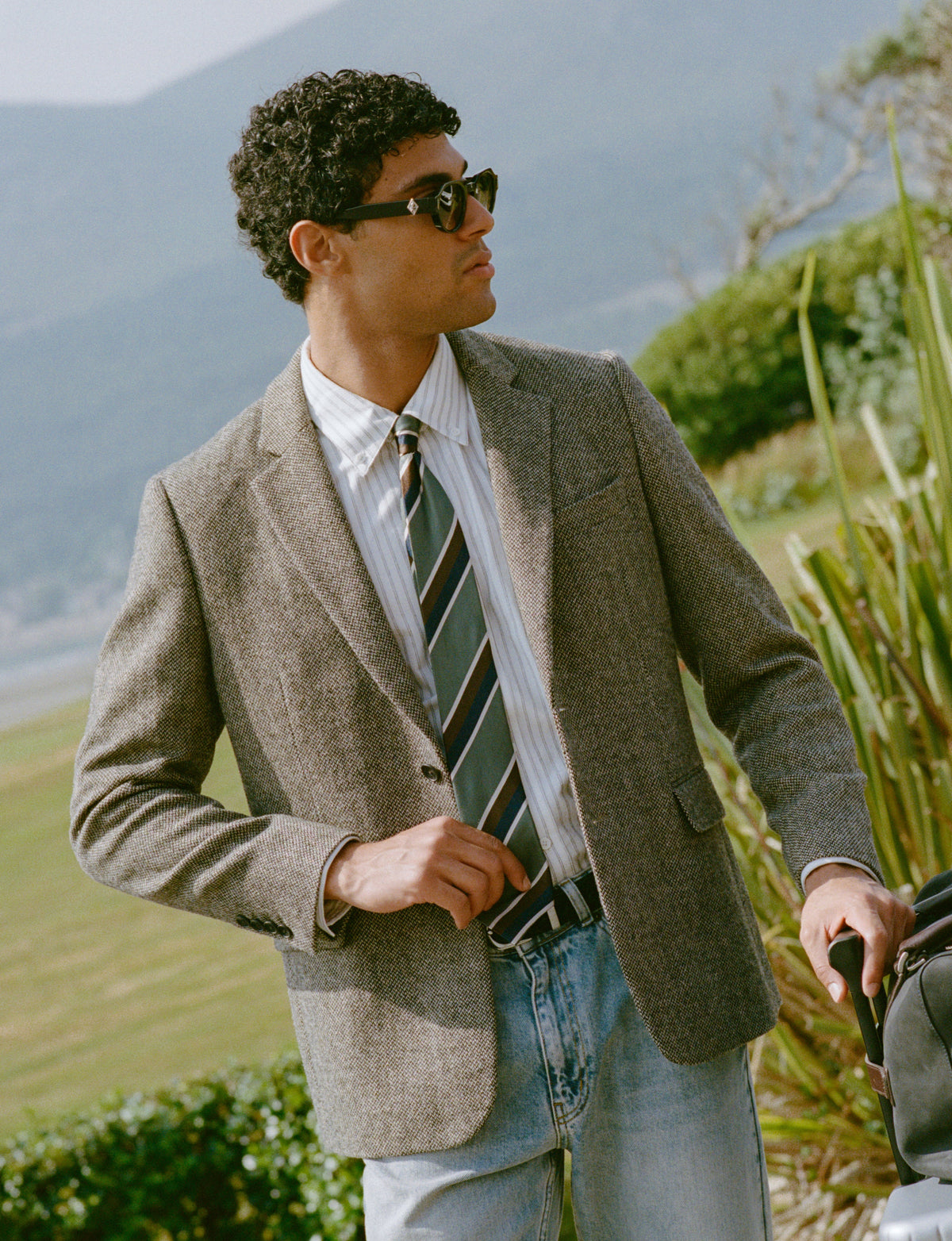 Men's Birdseye Wool Tailored Blazer - Suit Jacket - Grey - Percival | Percival Exclusive