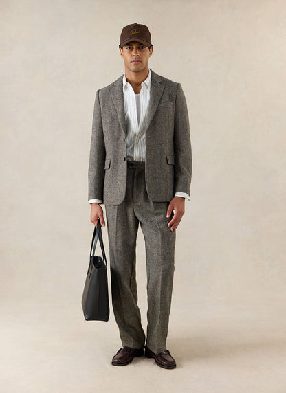 Men's Birdseye Wool Tailored Blazer - Suit Jacket - Grey - Percival | Percival Exclusive