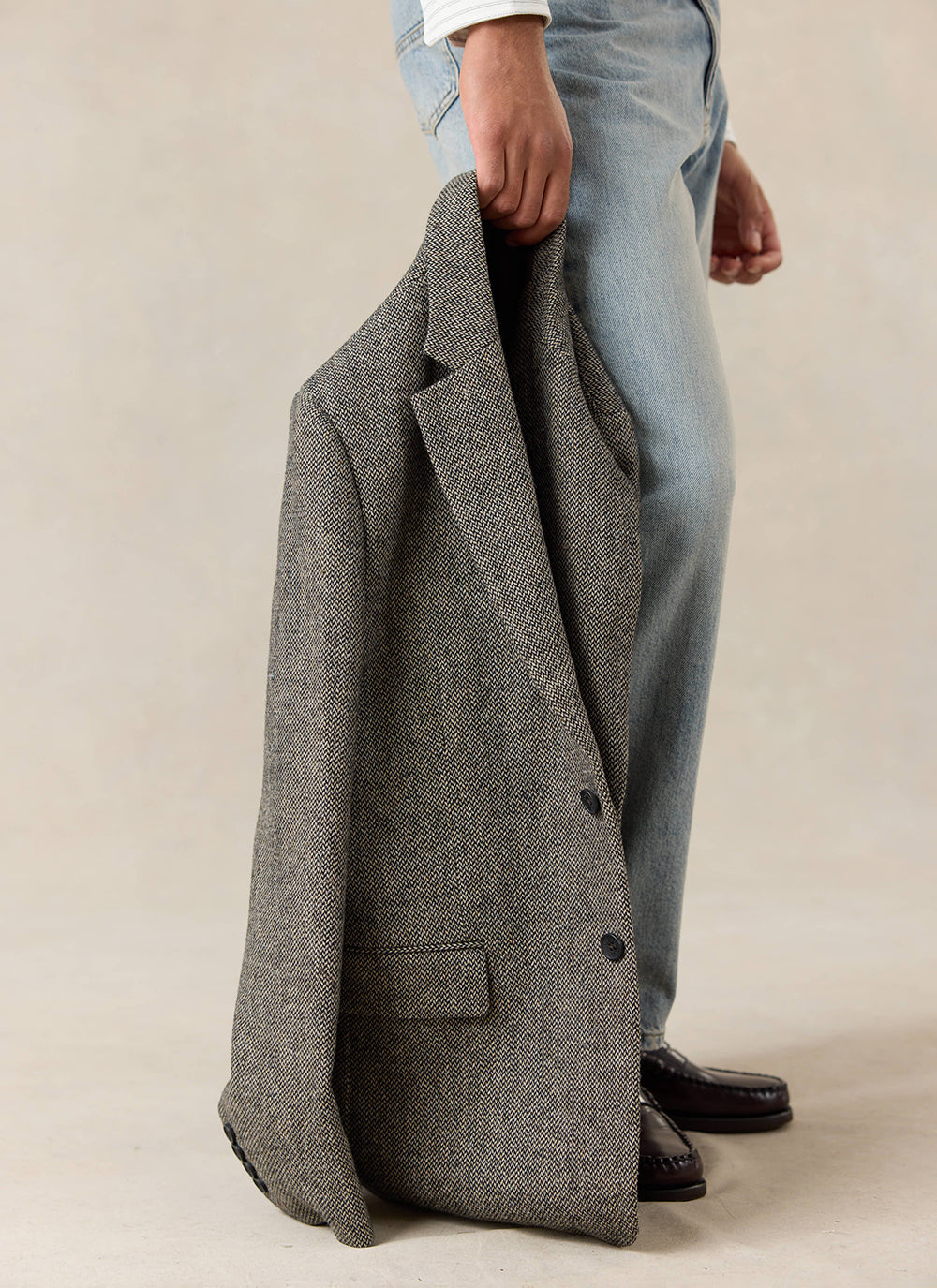 Men's Birdseye Wool Tailored Blazer - Suit Jacket - Grey - Percival | Percival Exclusive