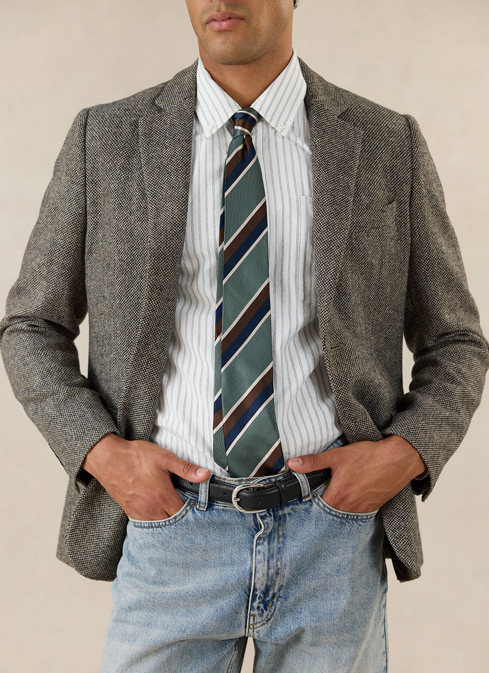 Men's Birdseye Wool Tailored Blazer - Suit Jacket - Grey - Percival | Percival Exclusive