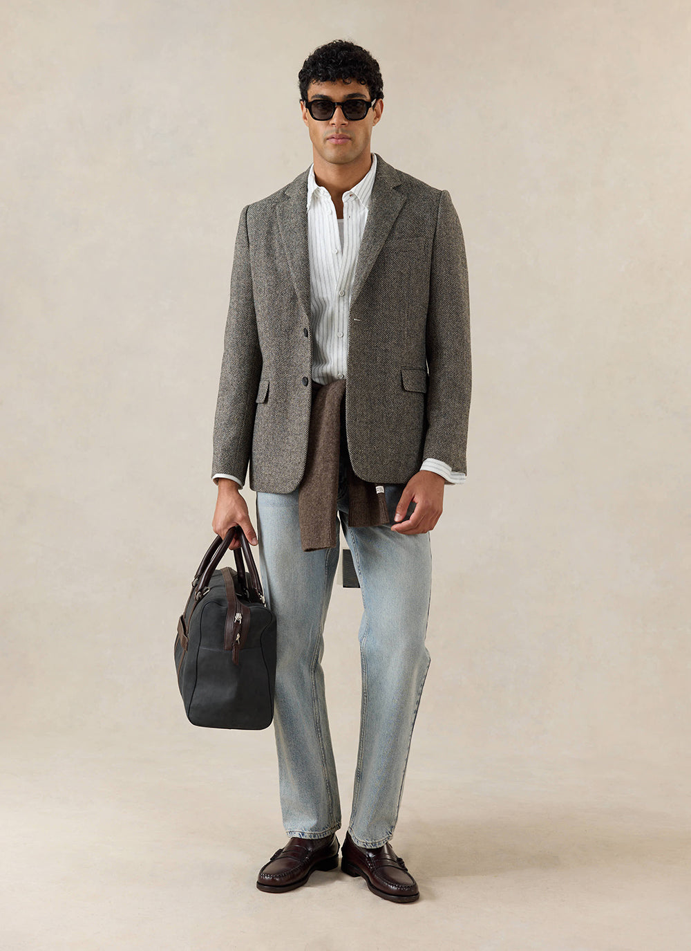 Men's Birdseye Wool Tailored Blazer - Suit Jacket - Grey - Percival | Percival Exclusive