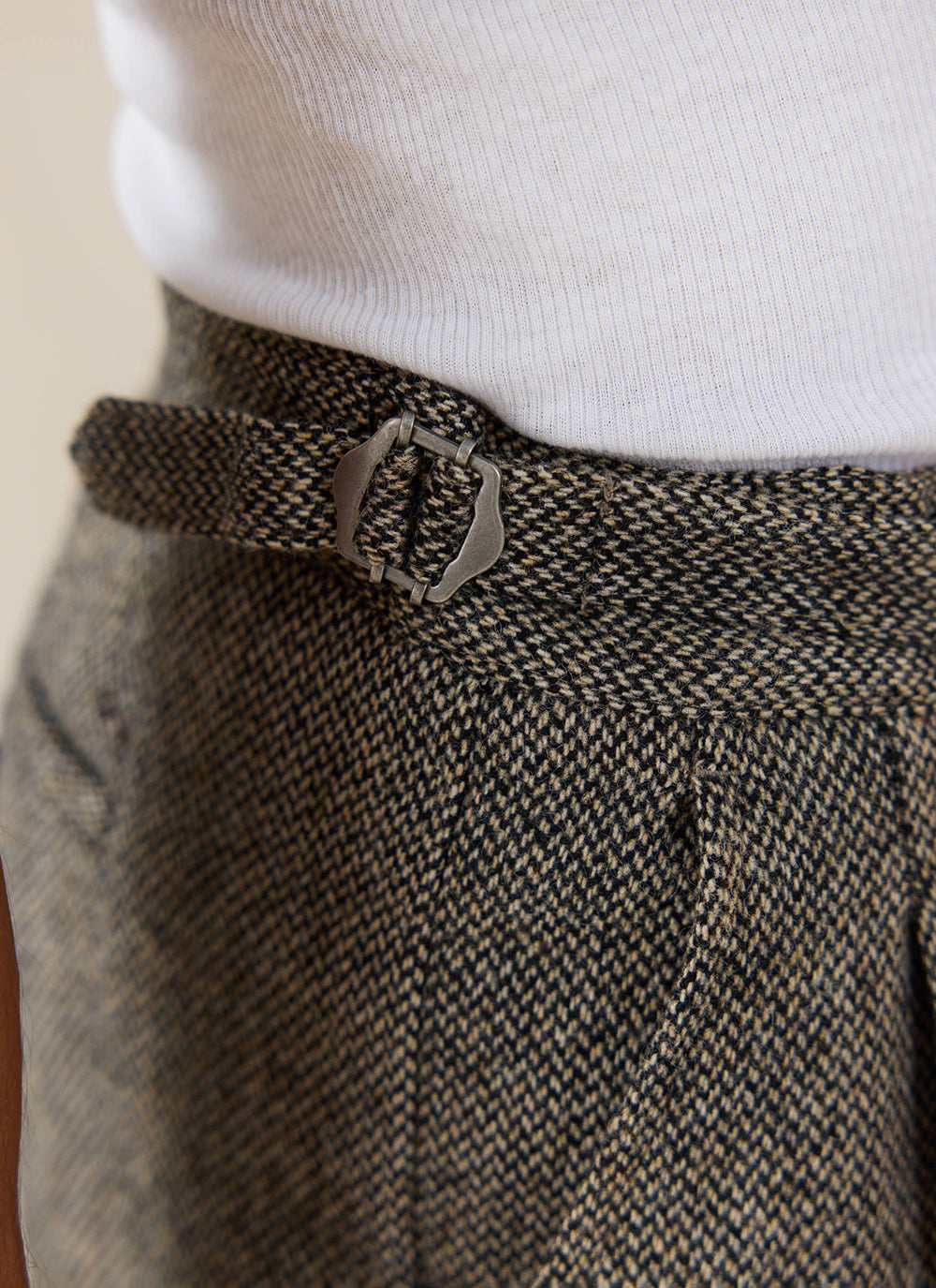 Men's Double Pleated Tailored Trousers - Grey Birdseye Wool - Percival | Percival Signature