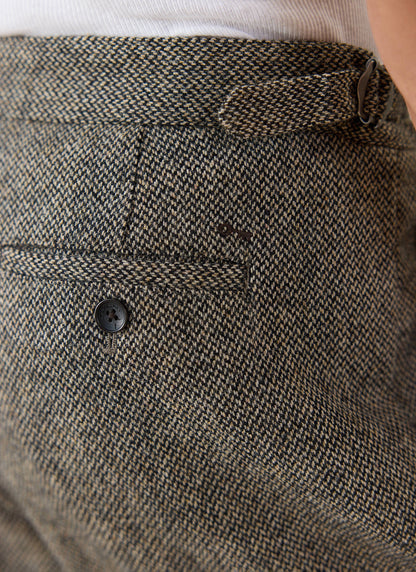Men's Double Pleated Tailored Trousers - Grey Birdseye Wool - Percival | Percival Signature