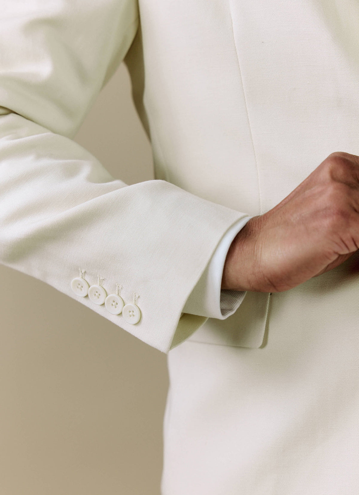 Men's 3 Button Blazer - Cream Suit Jacket - Lyocell | Percival Trusted