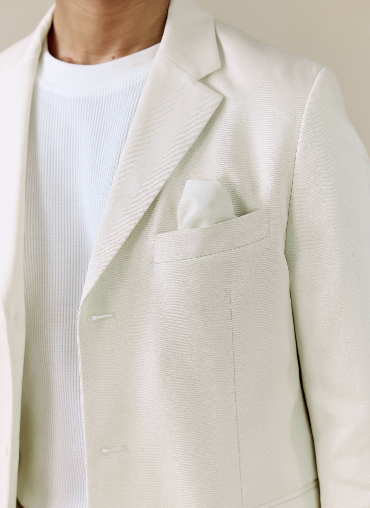 Men's 3 Button Blazer - Cream Suit Jacket - Lyocell | Percival Trusted