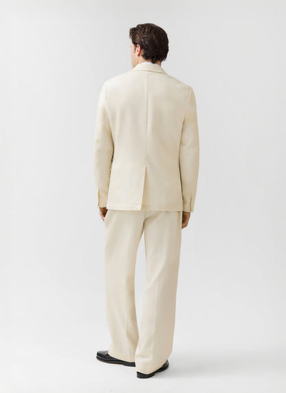Men's 3 Button Blazer - Cream Suit Jacket - Lyocell | Percival Trusted