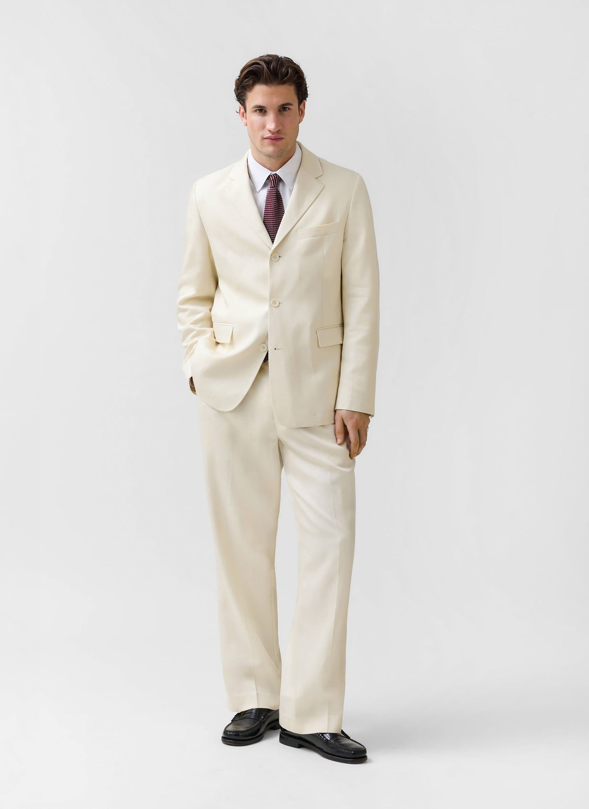 Men's 3 Button Blazer - Cream Suit Jacket - Lyocell | Percival Trusted