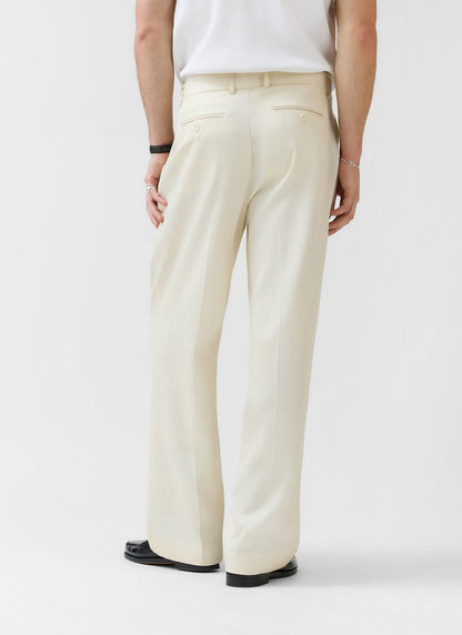 Men's Pleated Trousers - Relaxed Fit - Cream - Lyocell | Percival Customer Favorite