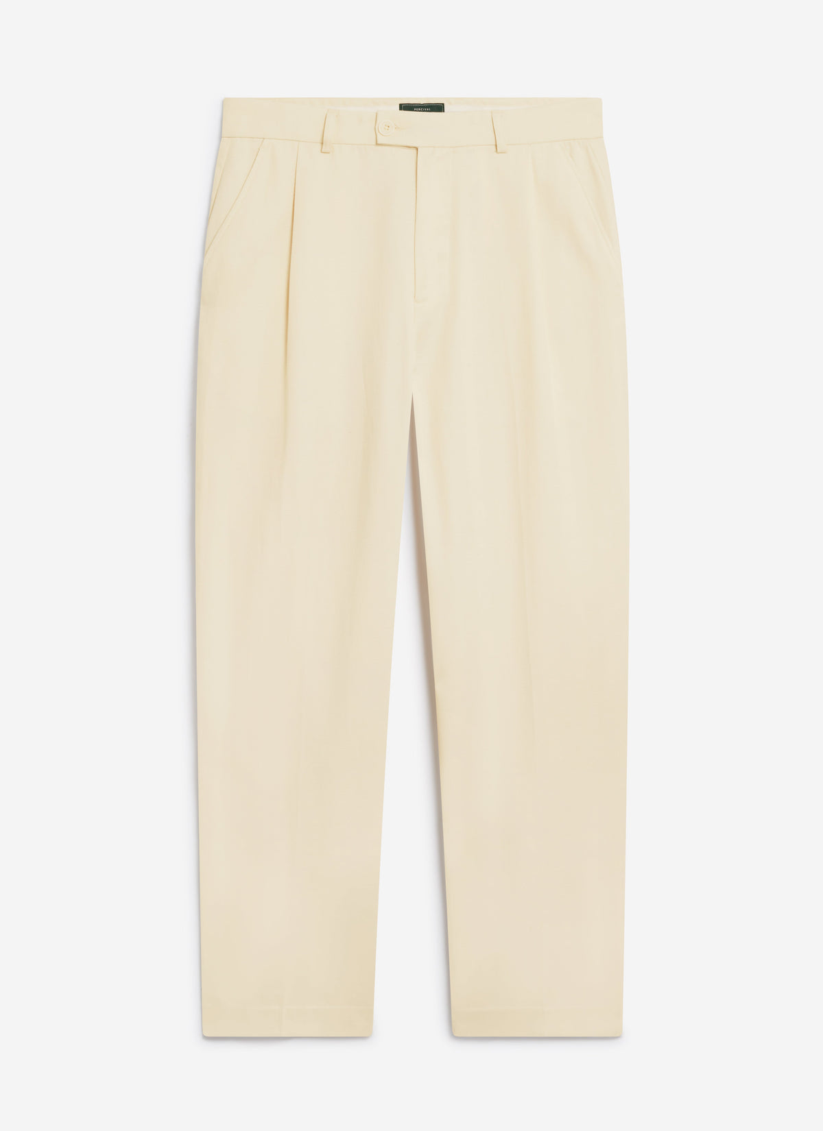 Men's Pleated Trousers - Relaxed Fit - Cream - Lyocell | Percival Customer Favorite