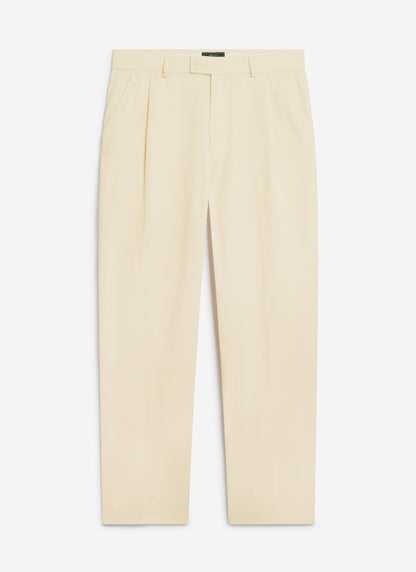 Men's Pleated Trousers - Relaxed Fit - Cream - Lyocell | Percival Customer Favorite