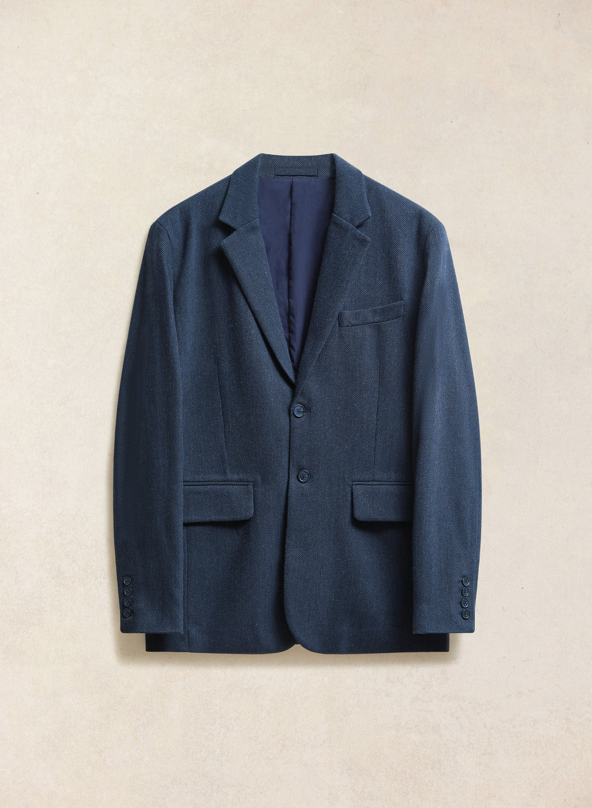 Men's Navy Herringbone Wool Blazer - Suit Jacket - Percival | Percival Quality