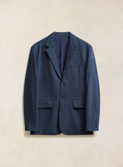 Men's Navy Herringbone Wool Blazer - Suit Jacket - Percival | Percival Quality