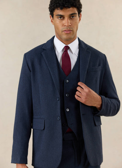 Men's Navy Herringbone Wool Blazer - Suit Jacket - Percival | Percival Quality