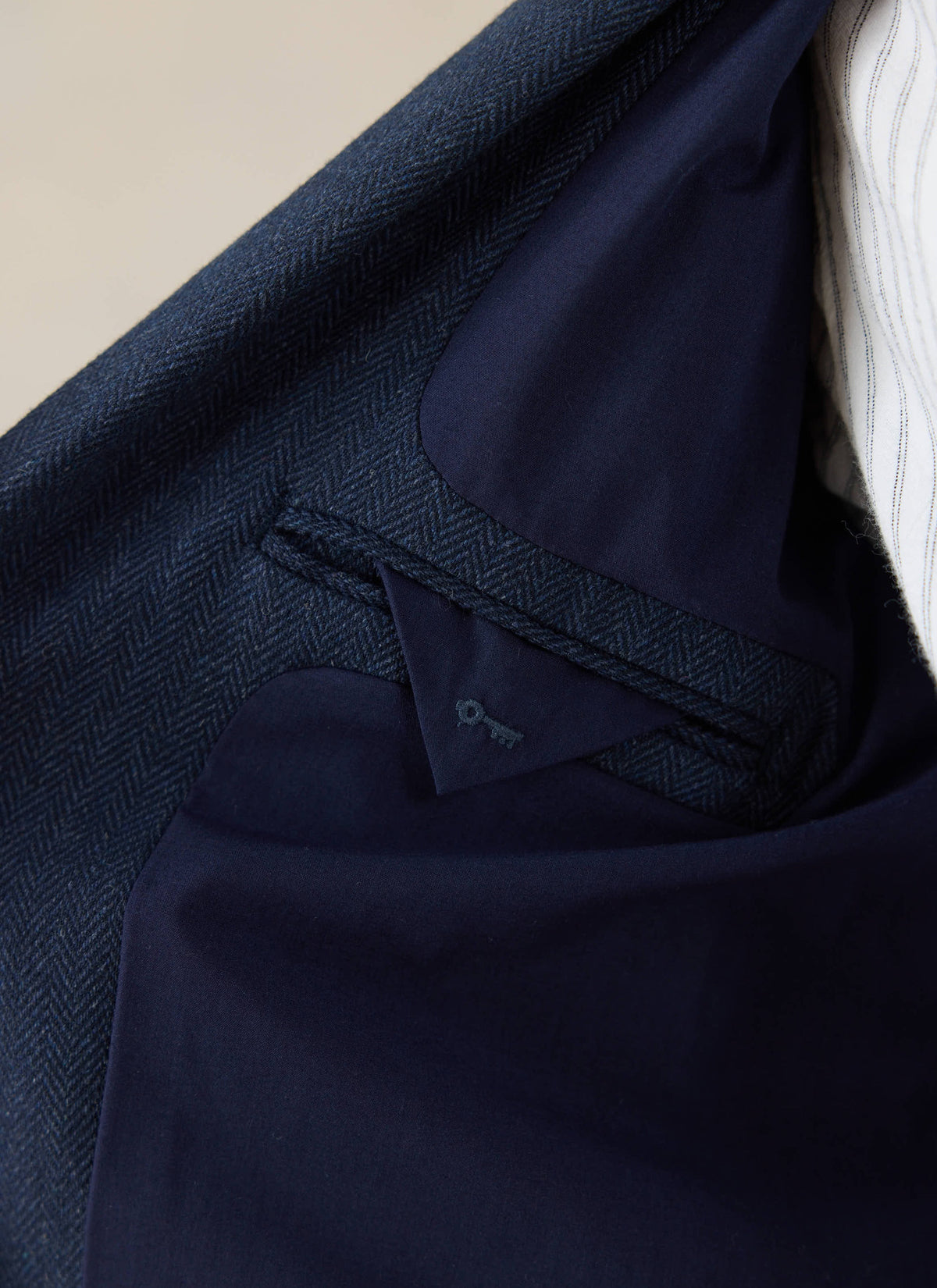 Men's Navy Herringbone Wool Blazer - Suit Jacket - Percival | Percival Quality