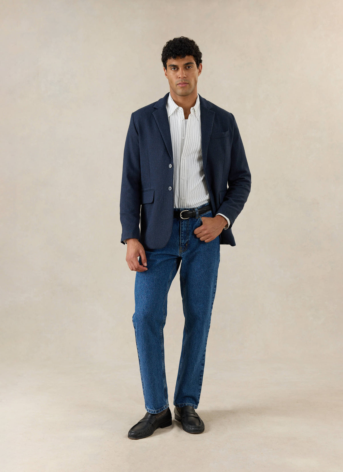 Men's Navy Herringbone Wool Blazer - Suit Jacket - Percival | Percival Quality