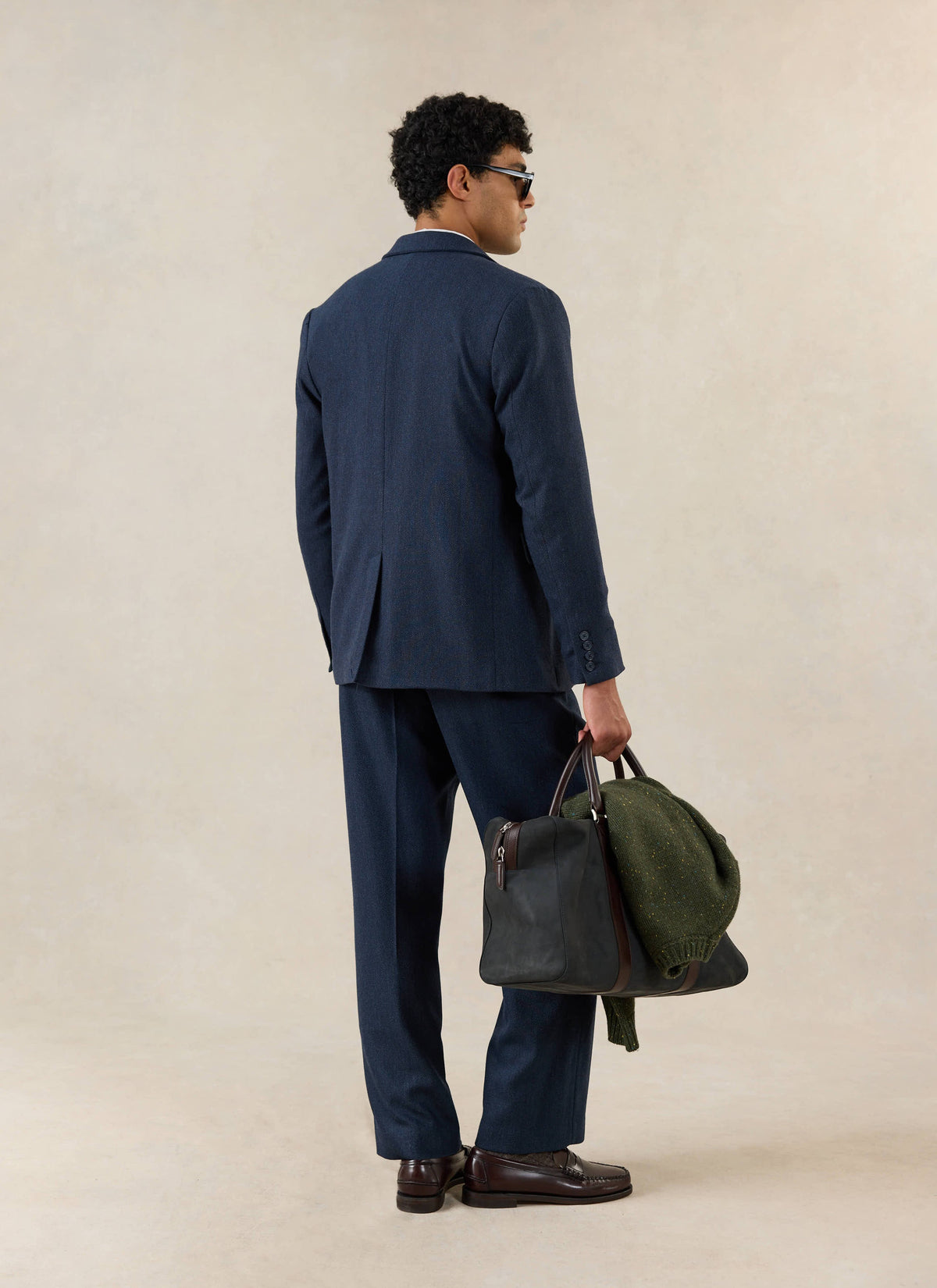 Men's Navy Herringbone Wool Blazer - Suit Jacket - Percival | Percival Quality