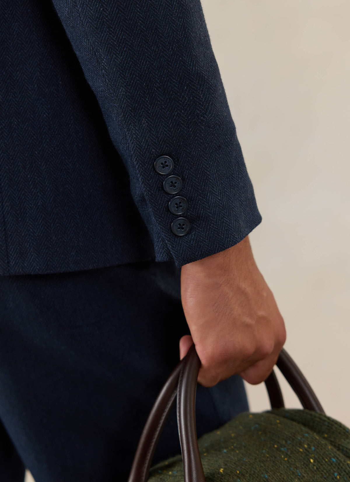 Men's Navy Herringbone Wool Blazer - Suit Jacket - Percival | Percival Quality