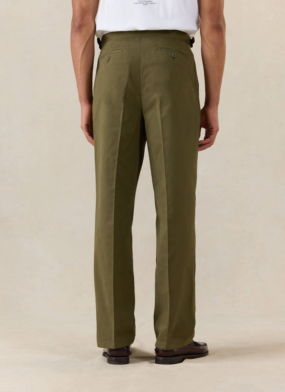 Men's Double Pleated Trousers - Brushed Moleskin - Forest Green - Percival | Percival Best Seller