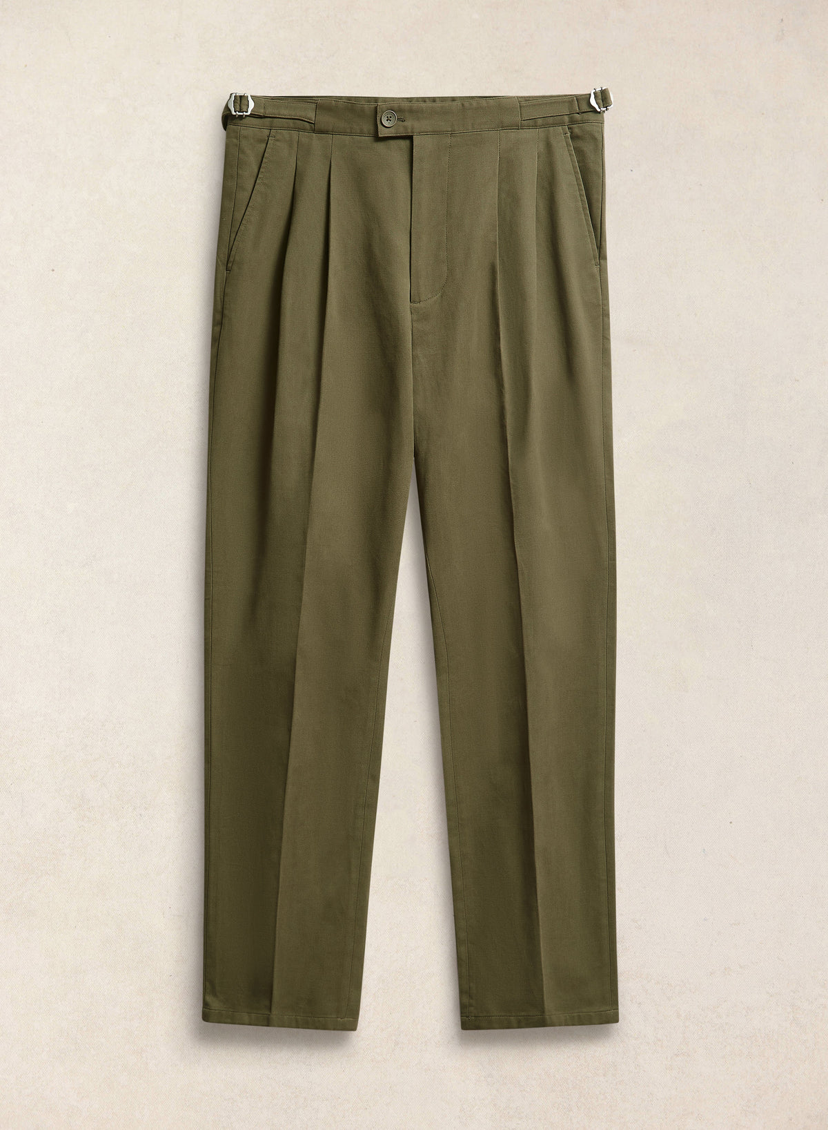 Men's Double Pleated Trousers - Brushed Moleskin - Forest Green - Percival | Percival Best Seller