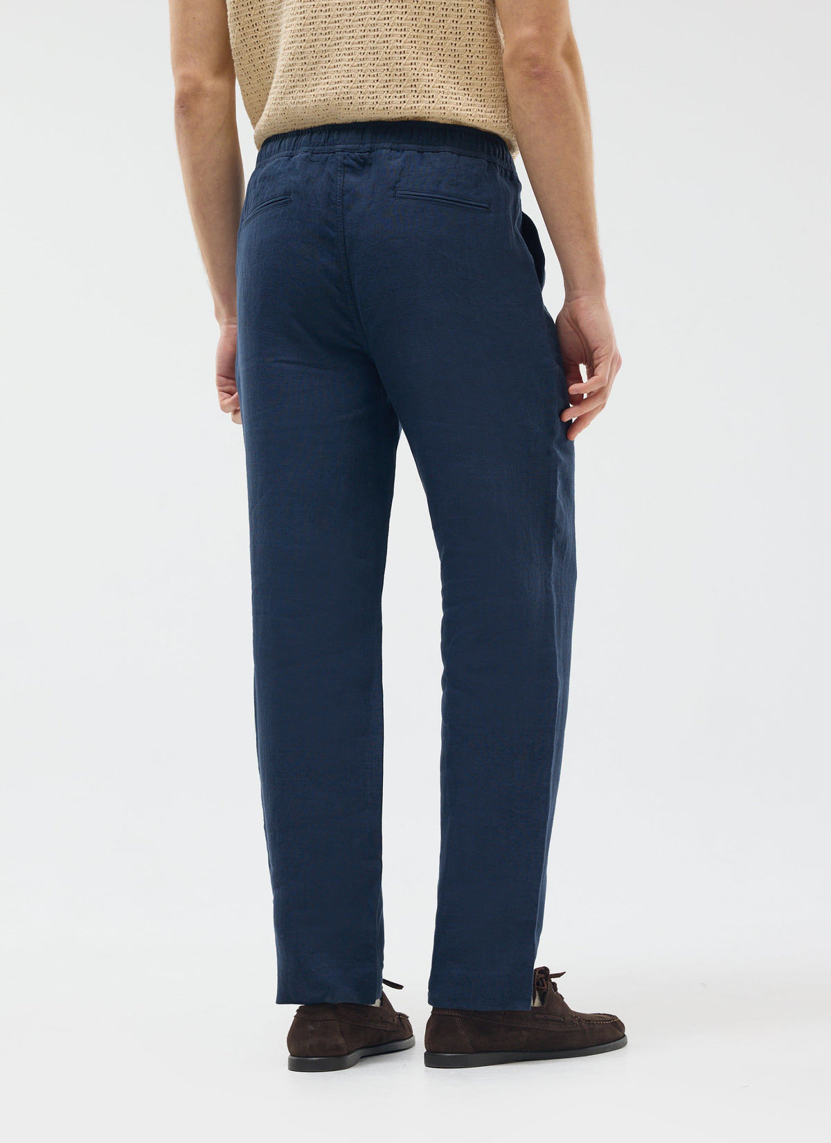 Men's Linen Trousers - Wide Leg - Navy | Percival Hot Sale