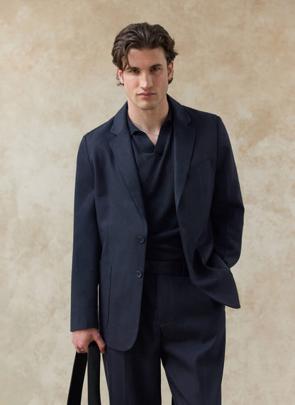 Men's Regular Fit Suit - Suit Blazer - Navy Blue - Lyocell | Percival Great Value