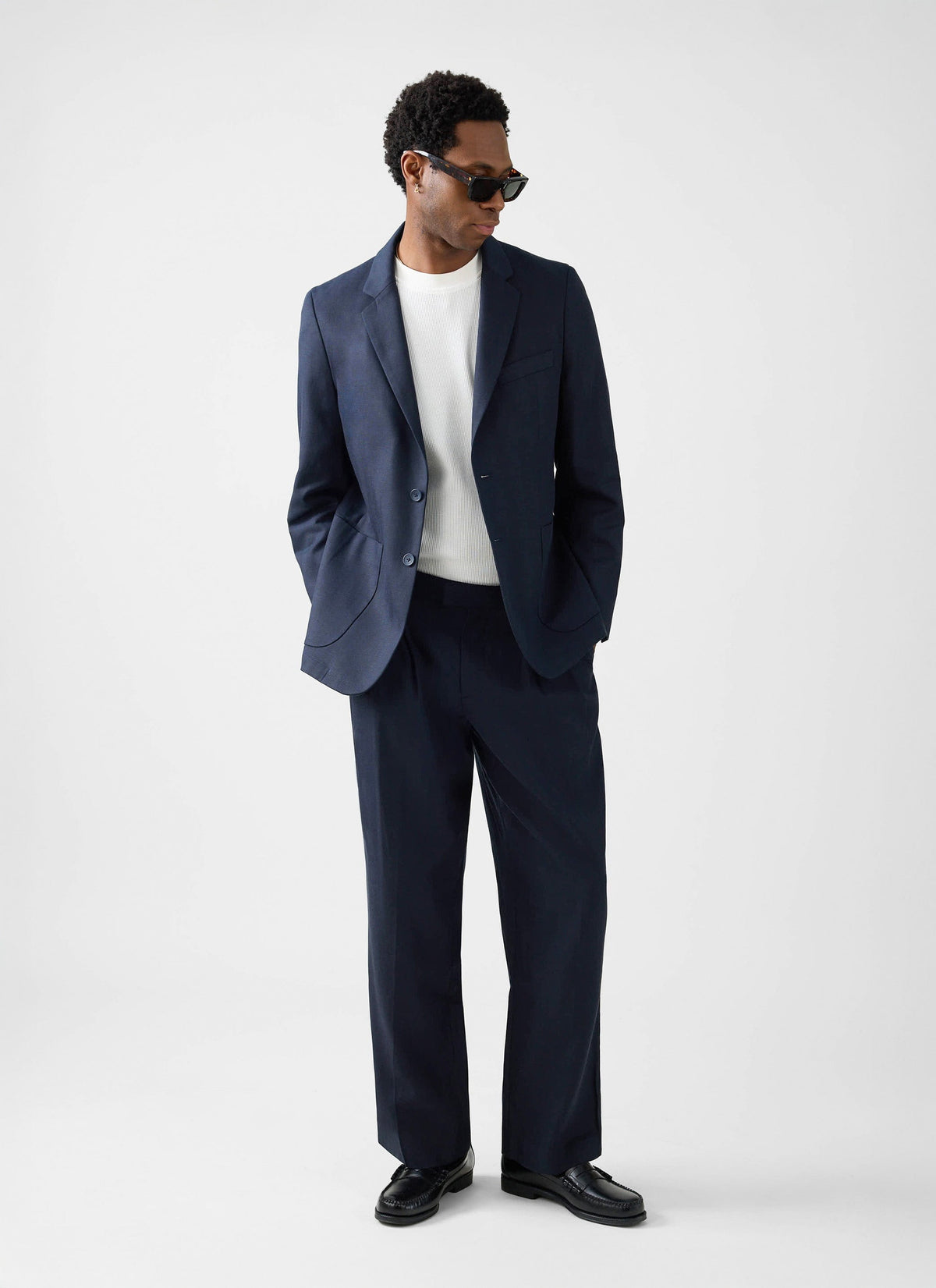 Men's Regular Fit Suit - Suit Blazer - Navy Blue - Lyocell | Percival Great Value