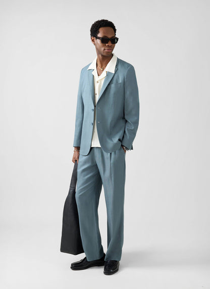 Lyocell Regular Blazer - Slate Blue | Percival Discount