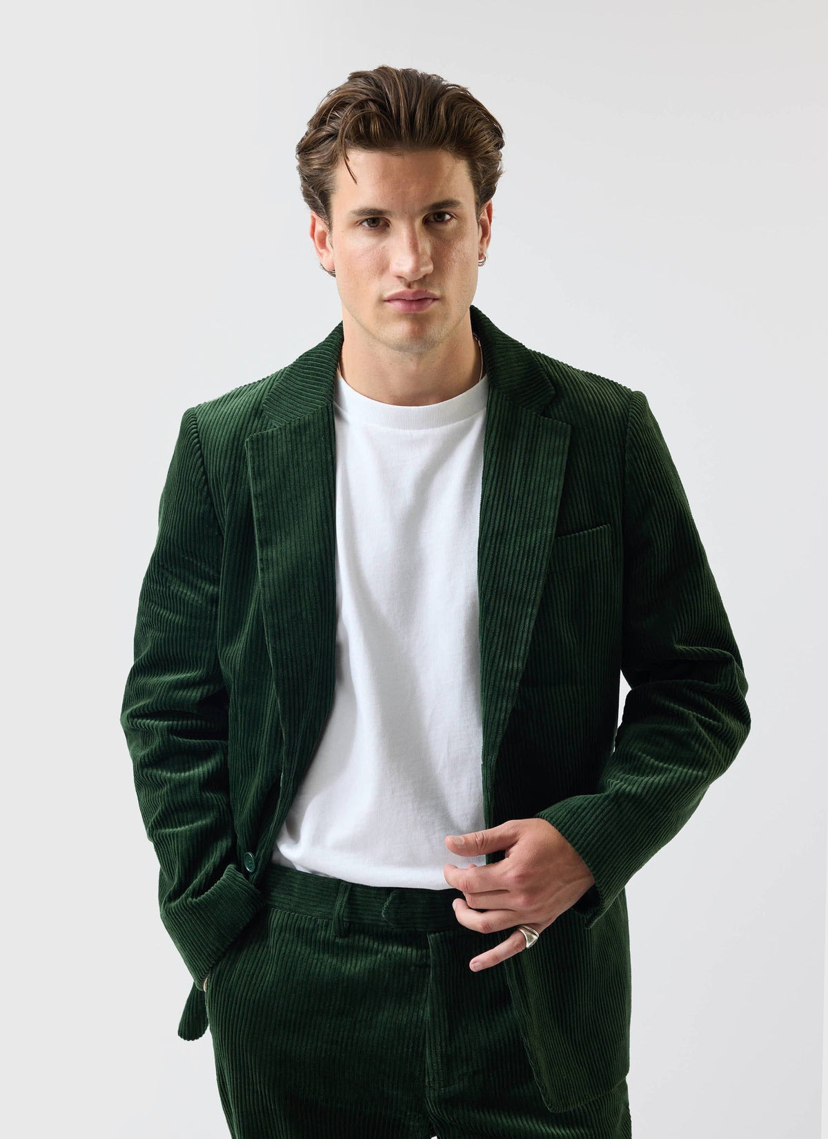 Tailored Blazer - Chunky Cord - Forest | Percival Sale