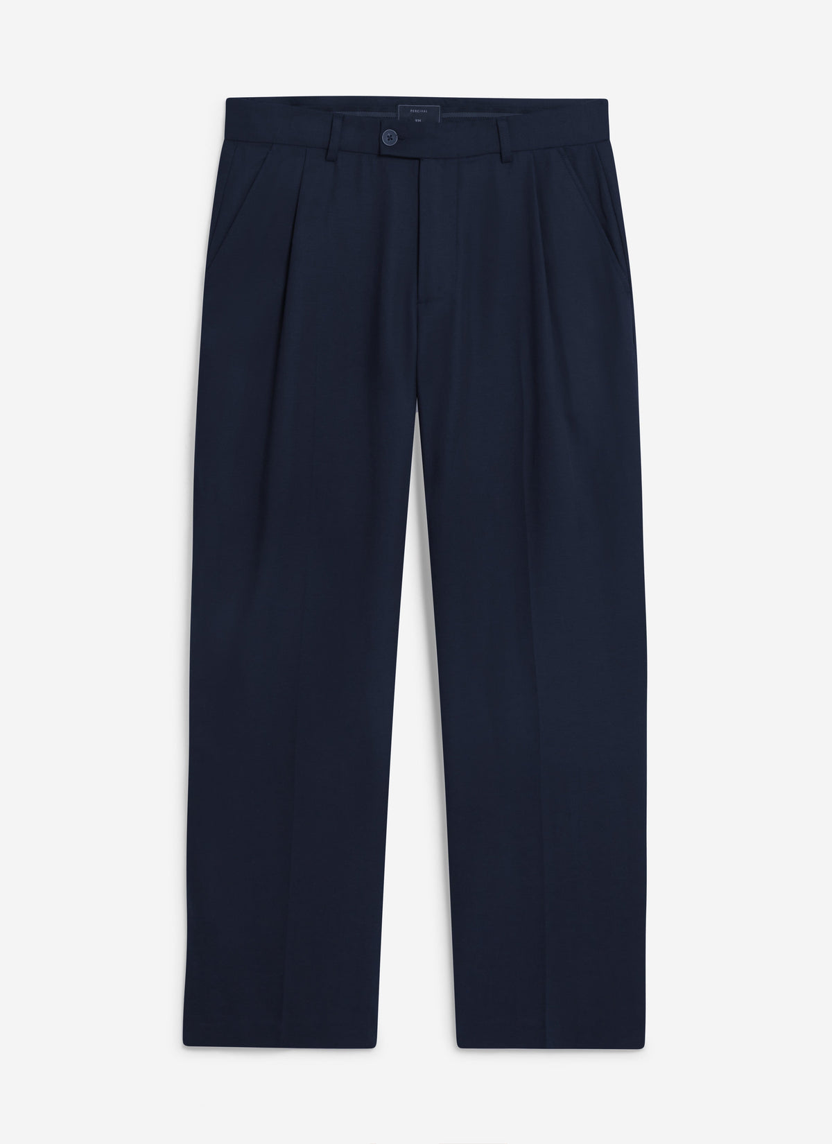 Men's Pleated Trousers - Relaxed Fit - Navy Blue - Lyocell | Percival Essential