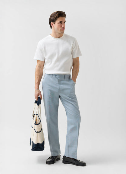 Men's Tailored Linen Trousers - Straight Leg - Light Blue | Percival Everyday