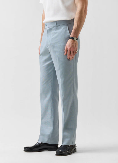 Men's Tailored Linen Trousers - Straight Leg - Light Blue | Percival Everyday