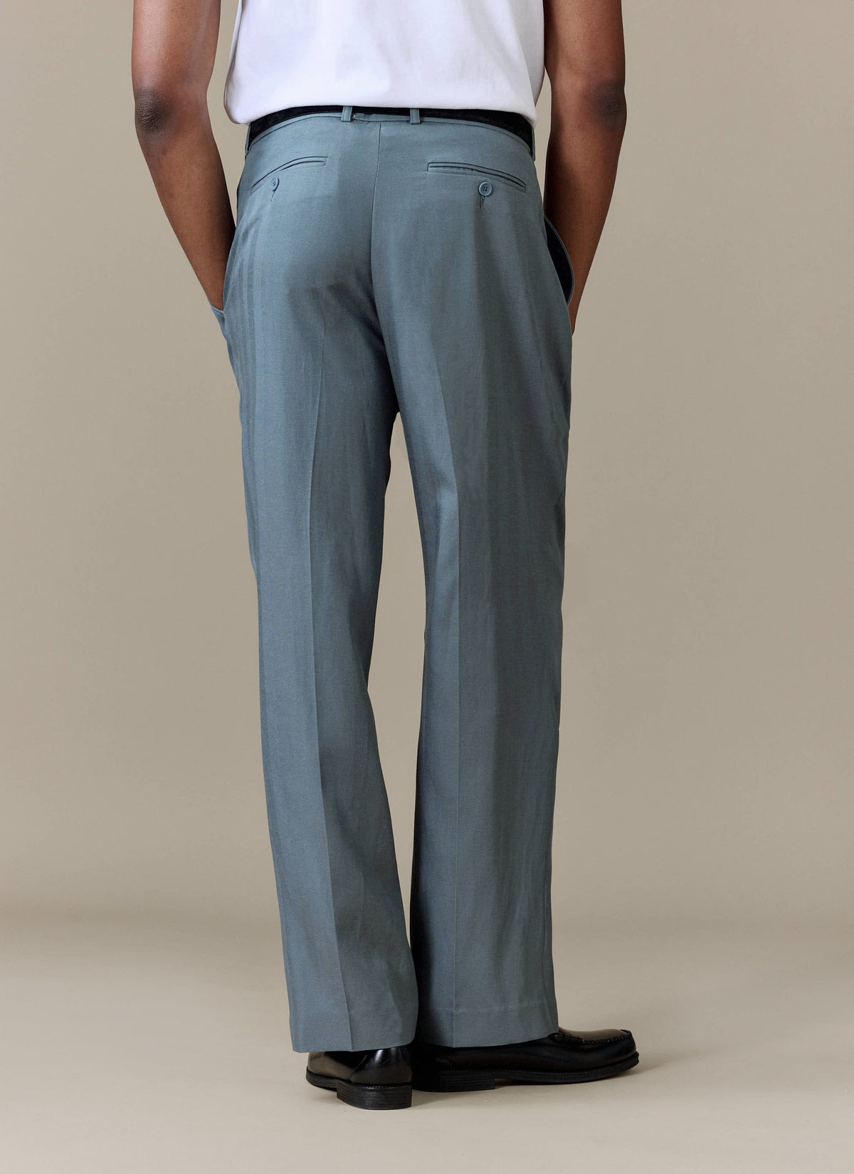 Men's Pleated Trousers - Relaxed Fit - Slate Blue - Lyocell | Percival Best Price