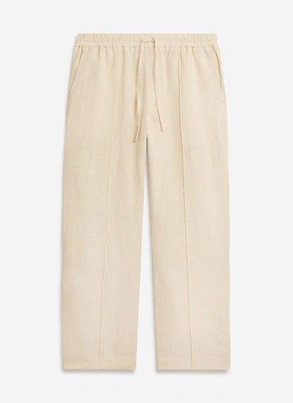 Men's Linen Trousers - Lorena Wide Leg - Cream | Percival Great Value