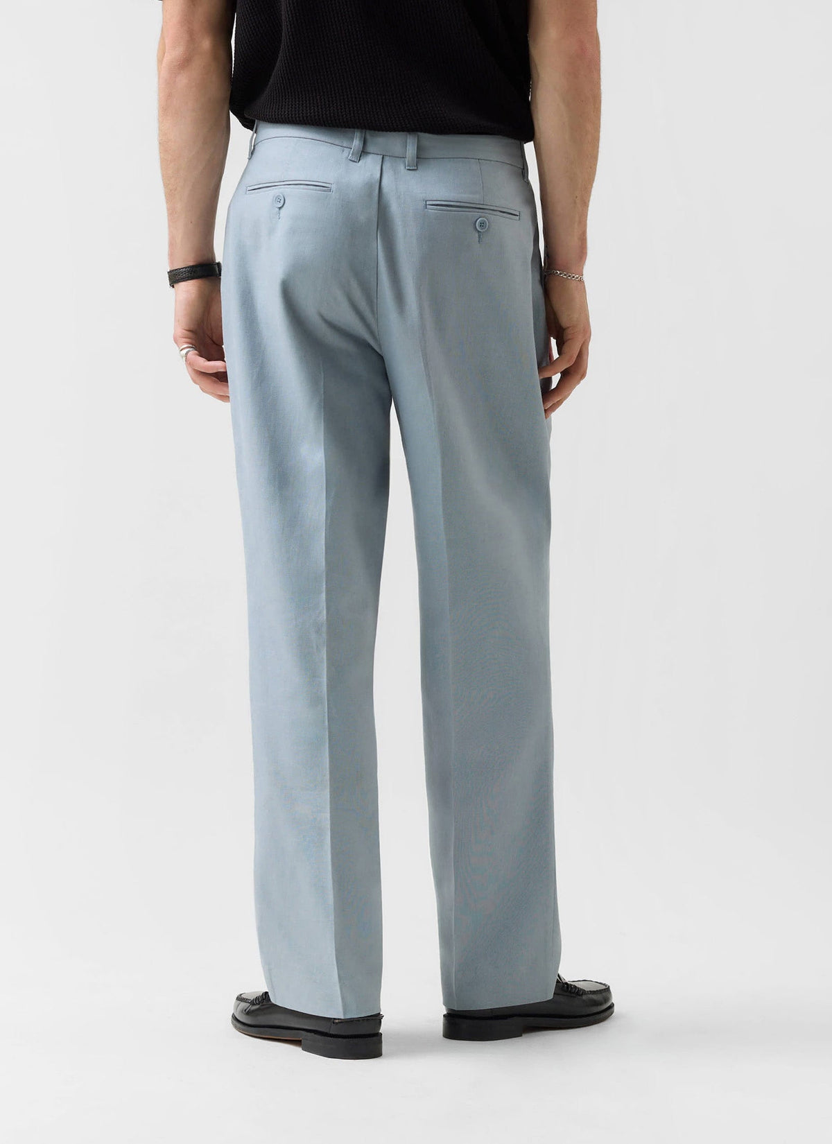 Men's Pleated Trousers - Tailored Linen Suits - Light Blue | Percival Sale