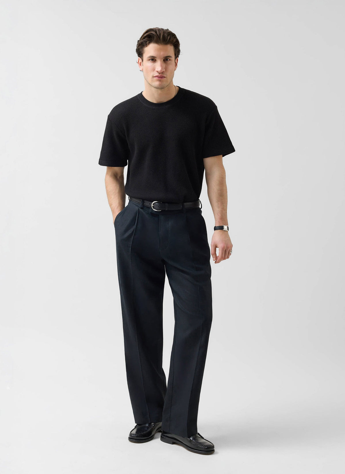 Wide Leg Trousers - Linen - Black | Percival Hot Sale