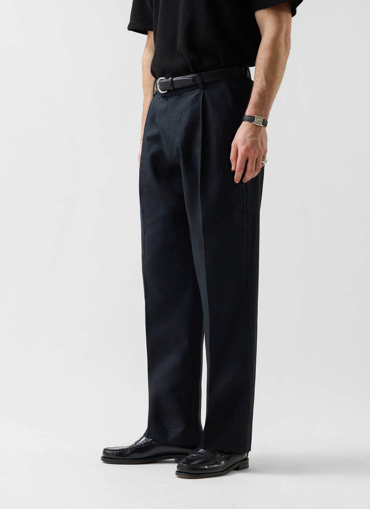Wide Leg Trousers - Linen - Black | Percival Hot Sale
