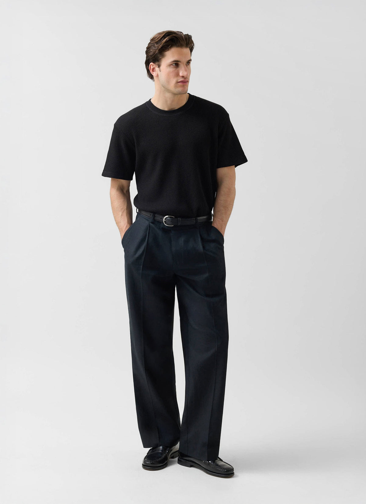 Wide Leg Trousers - Linen - Black | Percival Hot Sale