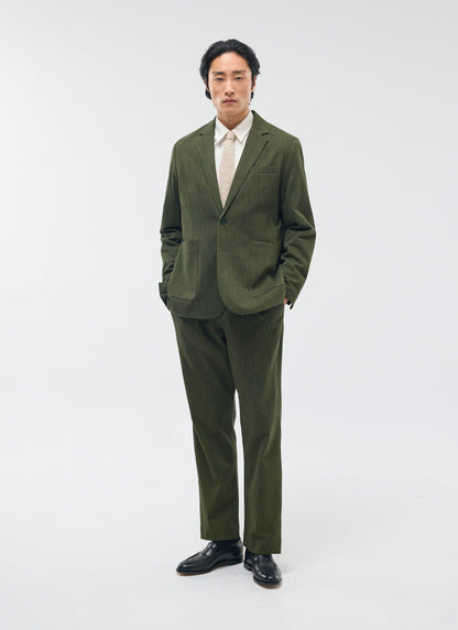 Men's Pleated Suit Trousers - Houndstooth Forest Green | Percival Everyday