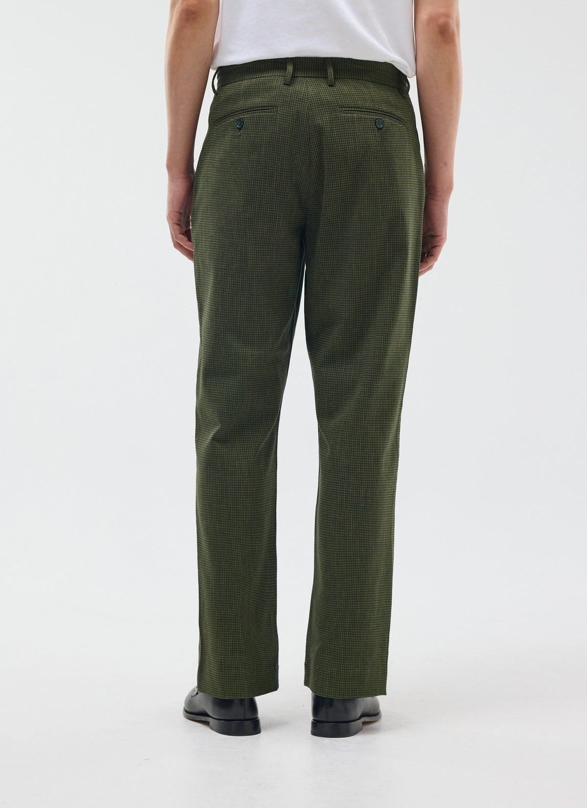 Men's Pleated Suit Trousers - Houndstooth Forest Green | Percival Everyday